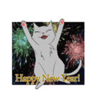 NEW YEAR 2018〜銀猫アルジャン（個別スタンプ：1）