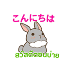 ウサギ : 感謝の毎日 日本語タイ語（個別スタンプ：34）