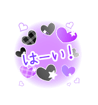 かわいい紫×黒のハート 日常会話スタンプ（個別スタンプ：3）