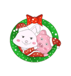 Christmas rabbit and Meng Meng pig（個別スタンプ：1）
