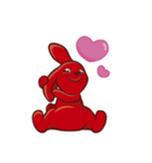 Cute red bunny（個別スタンプ：4）