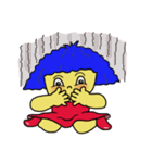 Blue afro hair girl（個別スタンプ：23）