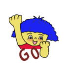 Blue afro hair girl（個別スタンプ：29）