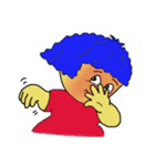 Blue afro hair girl（個別スタンプ：31）