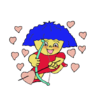 Blue afro hair girl（個別スタンプ：32）