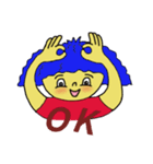 Blue afro hair girl（個別スタンプ：35）