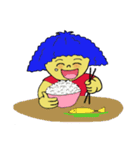 Blue afro hair girl（個別スタンプ：36）