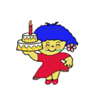 Blue afro hair girl（個別スタンプ：37）