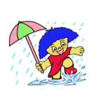Blue afro hair girl（個別スタンプ：38）