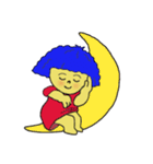 Blue afro hair girl（個別スタンプ：40）