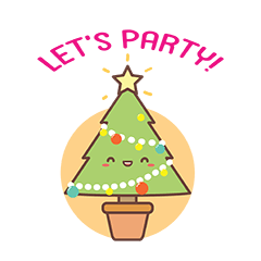 [LINEスタンプ] Christmas tree and Fat cat