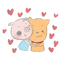 [LINEスタンプ] DOGGY love PIGGY