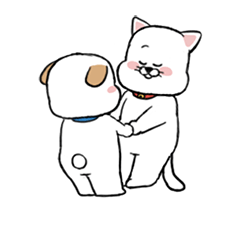 [LINEスタンプ] 外向的な子犬 ＆ 内向的な猫