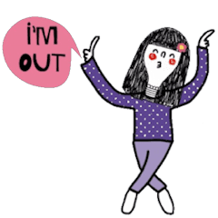 [LINEスタンプ] Leila in purple. I am out.の画像（メイン）