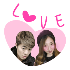 [LINEスタンプ] She fell in love with him.