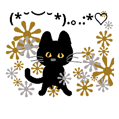 [LINEスタンプ] 黒猫×顔文字の画像（メイン）
