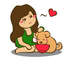 [LINEスタンプ] cute girl ＆ puppy. lovely best friends