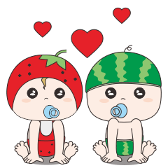 [LINEスタンプ] Small strawberries and small watermelons