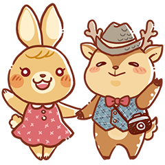[LINEスタンプ] Deer photographer and his wife Bunny
