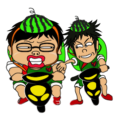 [LINEスタンプ] Watermelon Brothers Two-person group