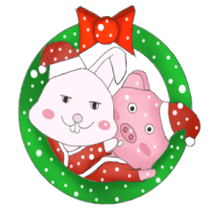 [LINEスタンプ] Christmas rabbit and Meng Meng pigの画像（メイン）