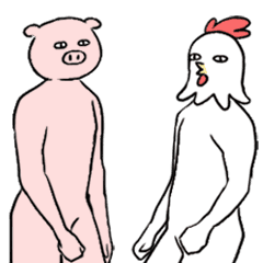 [LINEスタンプ] Chicken ＆ pig shake shake shakeの画像（メイン）