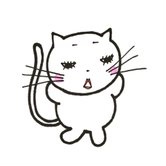 [LINEスタンプ] White cat Japanese