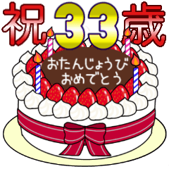 [LINEスタンプ] 1歳から33歳までの誕生日ケーキ☆の画像（メイン）